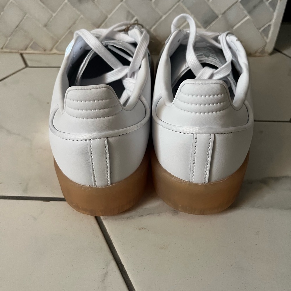 Adidas Women’s Samba White and Teal Sneakers with Gum Sole - Picture 6 of 9